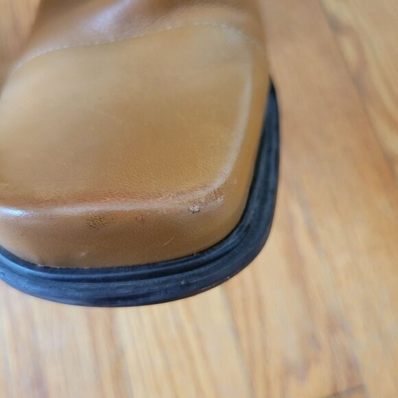 Bruno Valenti DARCY Block Heel Leather Boots 10 Camel Tan Vintage‎ Brazil Chunky - Picture 7 of 12